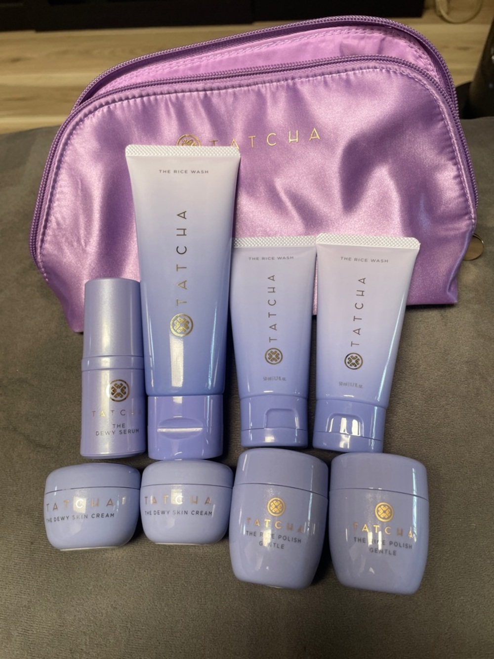 Tatcha Lavender Travel Skincare Set with Satin Pouch